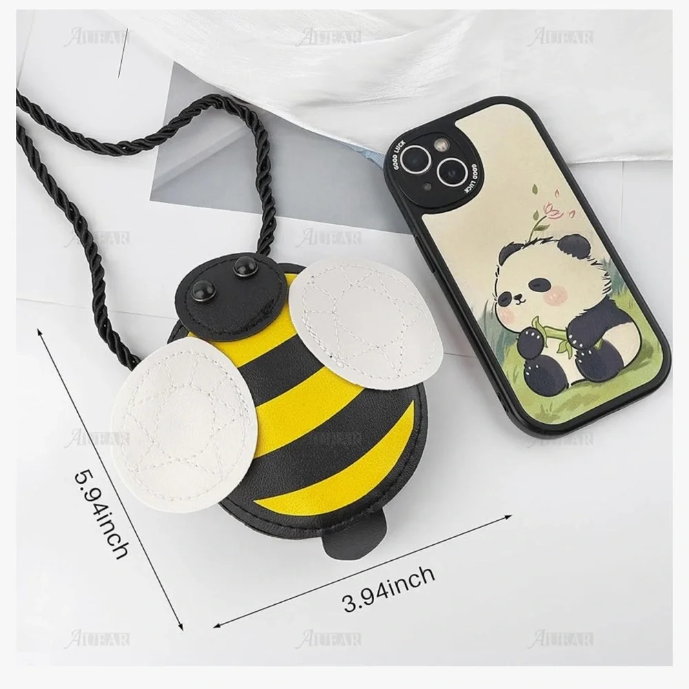 Cute Bee Cross Body Bag Wallet Pouch for Women Female Yellow
